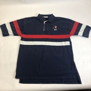 Walt Disney World VTG Polo Shirt Mickey Mouse Golf Embroidered Striped‎ Navy M